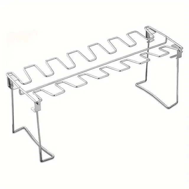 Folding stainless steel stand for chicken thighs and wings for grill, smoking and baking