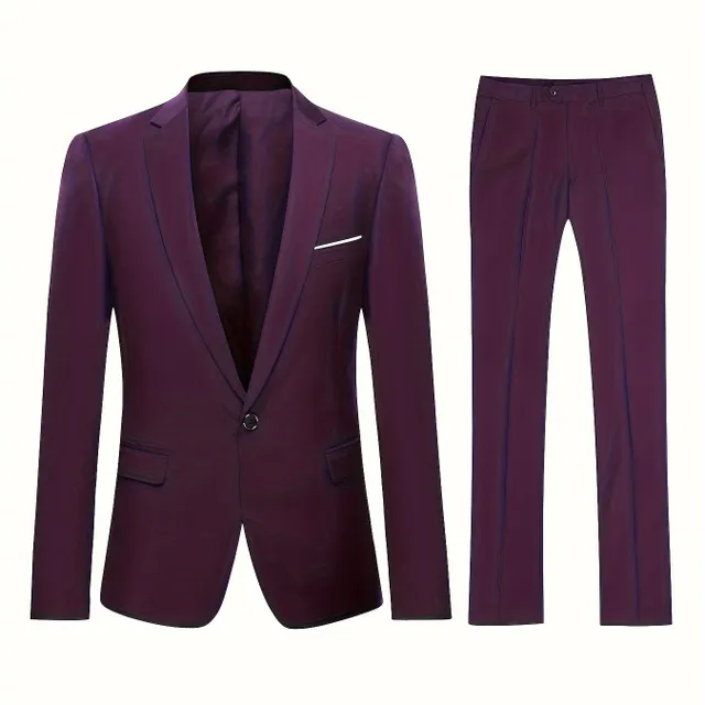 Formal men's suit 1 button jacket + pants for business dinner, wedding, party