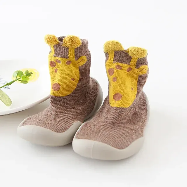 Dětské pletené ponožkové boty s gumovou podrážkou, protiskluzové domácí ponožky pro batolata, jaro/léto/podzim