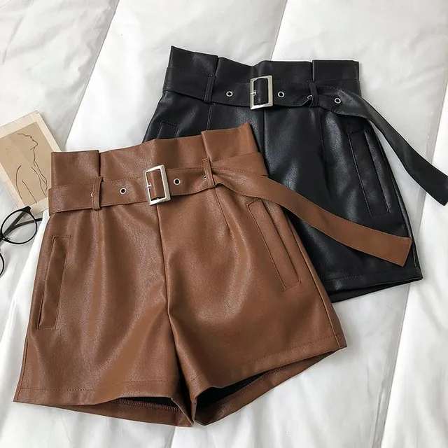 Women's elegant leather shorts