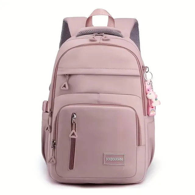 Trendy backpack with many pockets, monochrome, large capacity, ideal for travel and commuting