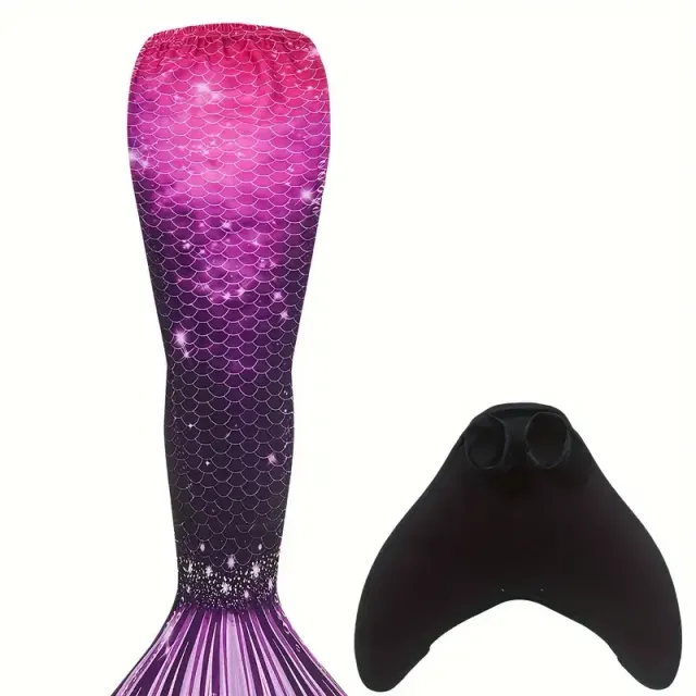 Costum de baie pentru copii cu coadă de sirena - Mermaid Swimsuit cu imprimeu colorat de solzi de pește, pentru plajă, petrecere, spectacole și cosplay