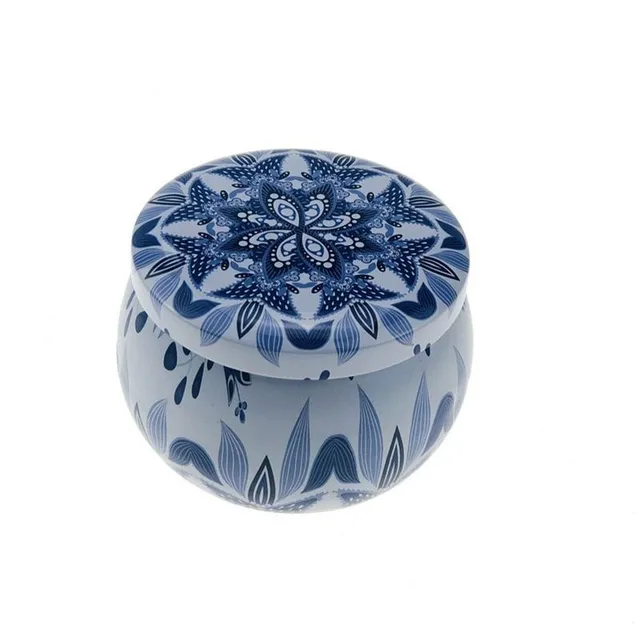 Candle with dried flowers in resealable container Blue