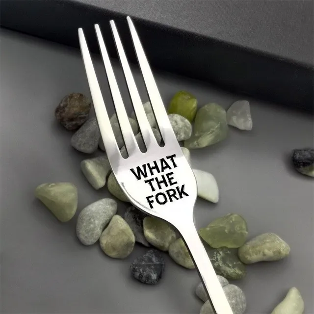 Stainless steel fork with inscription