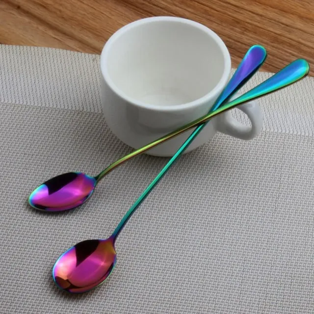 Linguriță de ceai cu design în culorile curcubeului