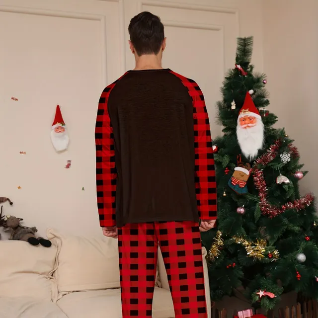 Pyjama de Noël pour homme - sweat long confortable avec imprimé renne et pantalon à carreaux