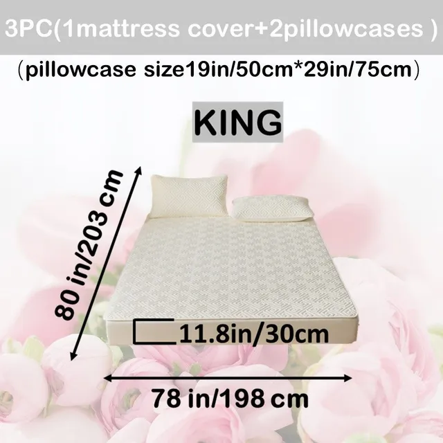 Waterproof mattress with ultrasound technology, uniform colour, washable, antibacterial, anti-spinning, soft and comfortable