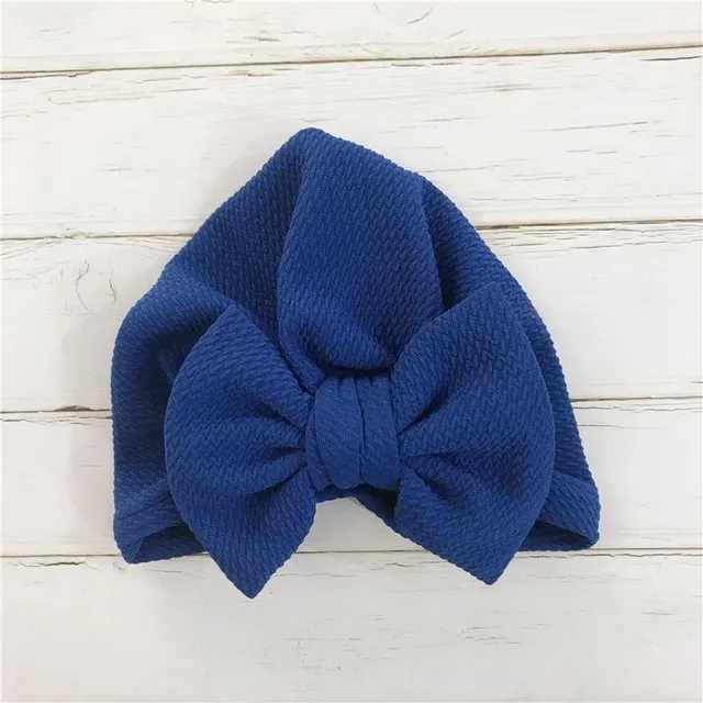 Children's hat with bow tmave-modra