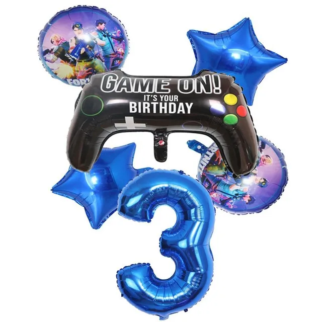 Stylowa dekoracja urodzinowa z motywem ulubionych gier Fortnite
