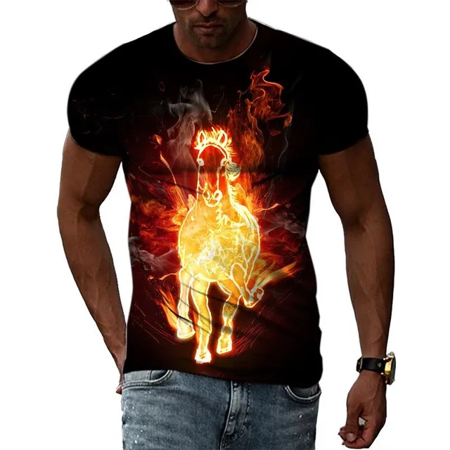 Pánské moderní tričko s krátkým rukávem a originálním abstraktním potiskem Noah