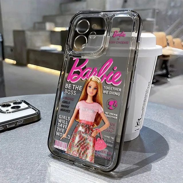 Design átlátszó védő tok iPhone mobiltelefonra, menő Barbie motívummal