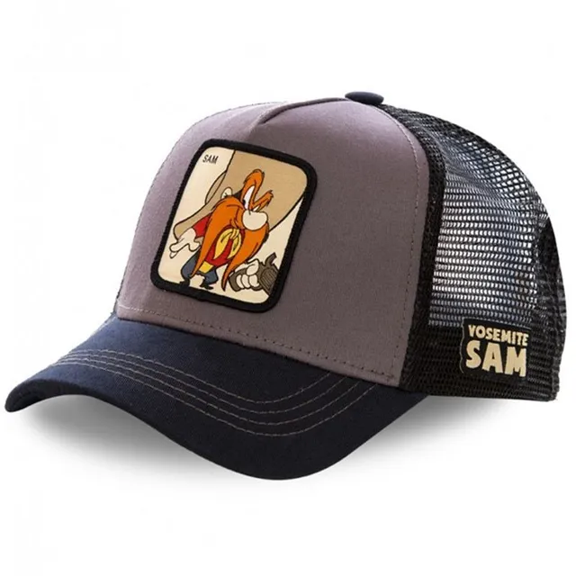 Fashionable unisex baseball cap with animated heroes patch SAM GRAY