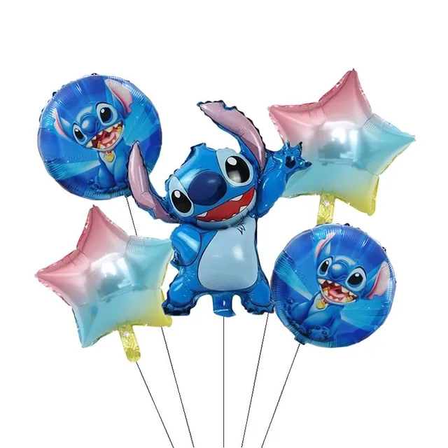 Birthday set of decorative party balloons with Lilo and Stitch motif