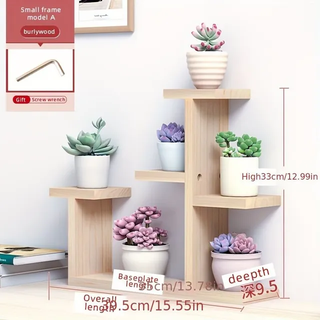 Multi-level stand for flowers made of wood and iron for balcony, window, home, bedroom - succulent boxes