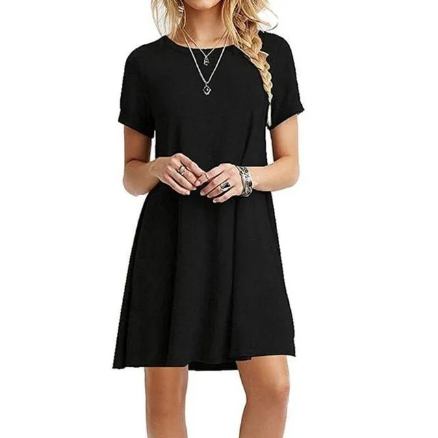 Elegant ladies dress above the knee with short sleeves