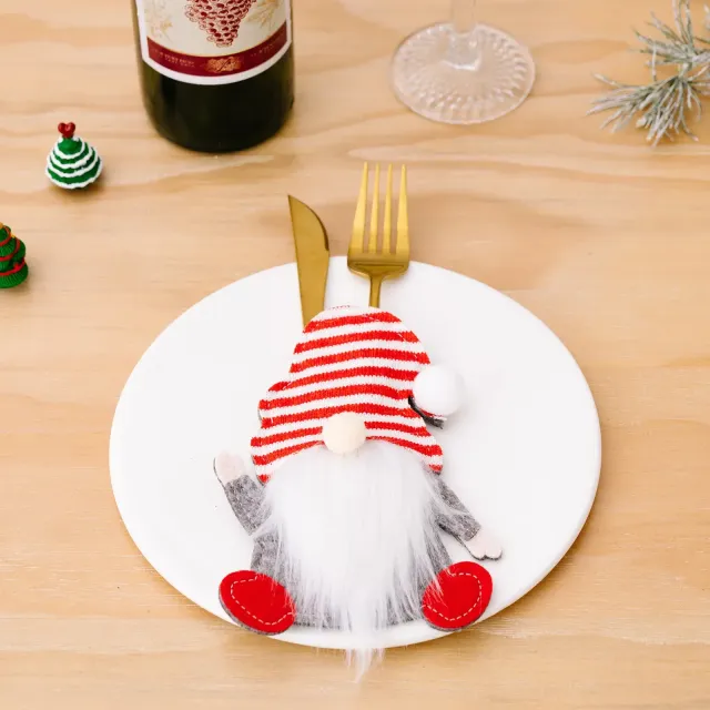 Christmas stand for cutlery with elf motif