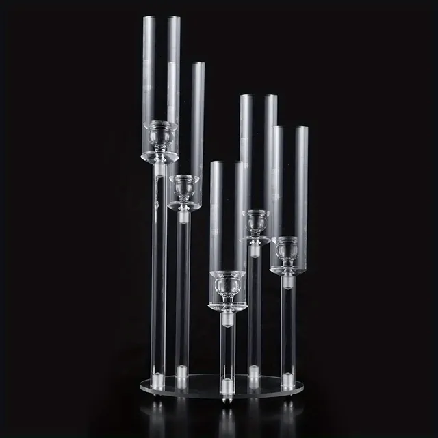 Shoulders candlesticks from transparent acrylic to the centre of the table