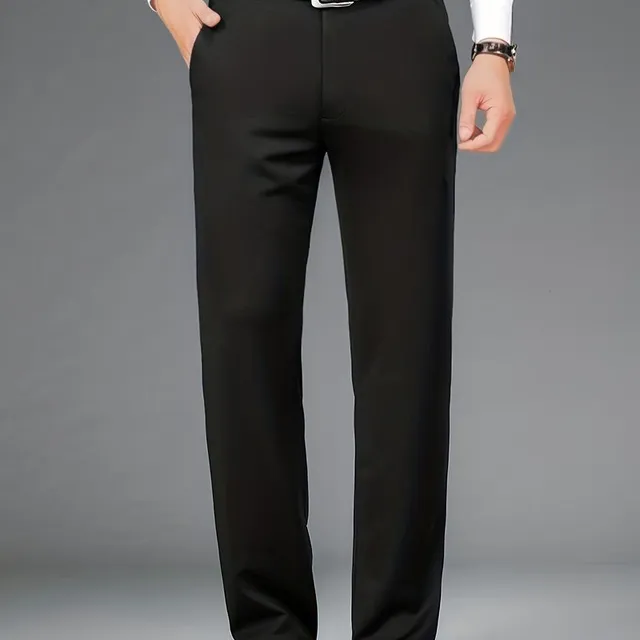 Men's classic formal trousers with a slight stretch in a monochrome design, ideal for spring/summer