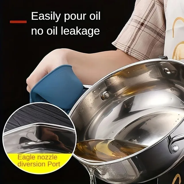 Frying pot with temperature control and oil storage bowl