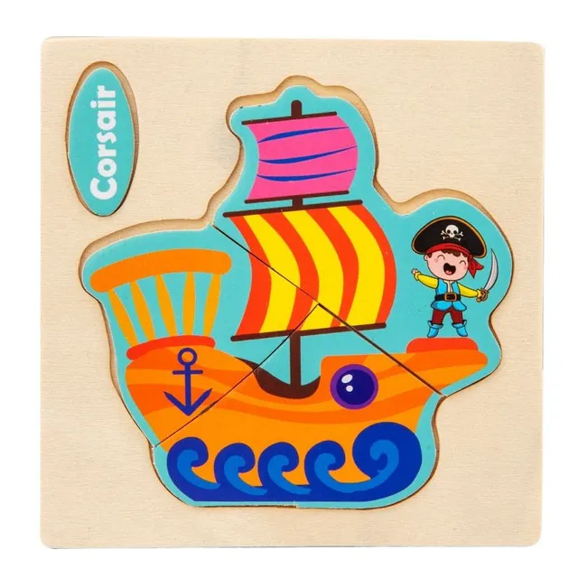 Wooden 3D jigsaw puzzles for the smallest children