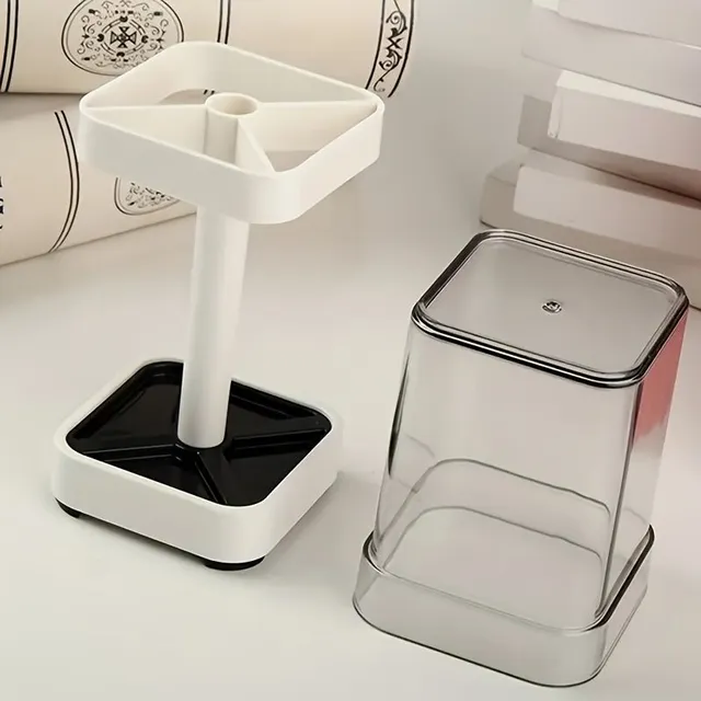 Modern minimalist toothbrush stand with integrated glass