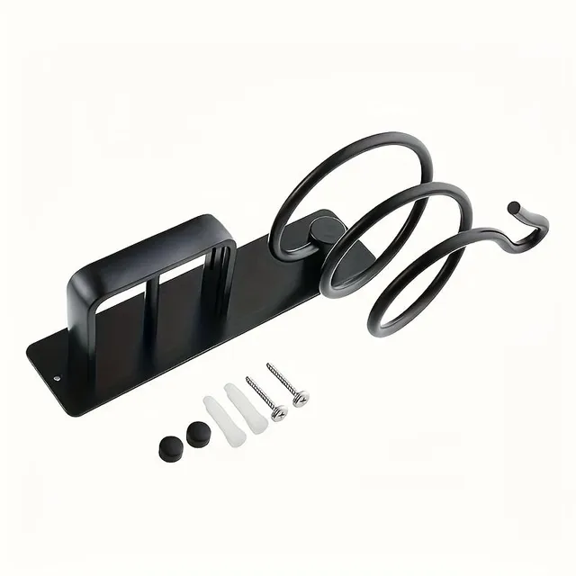 1pc Hairdryer holder, wall storage stand for hairdryer - with cable hook