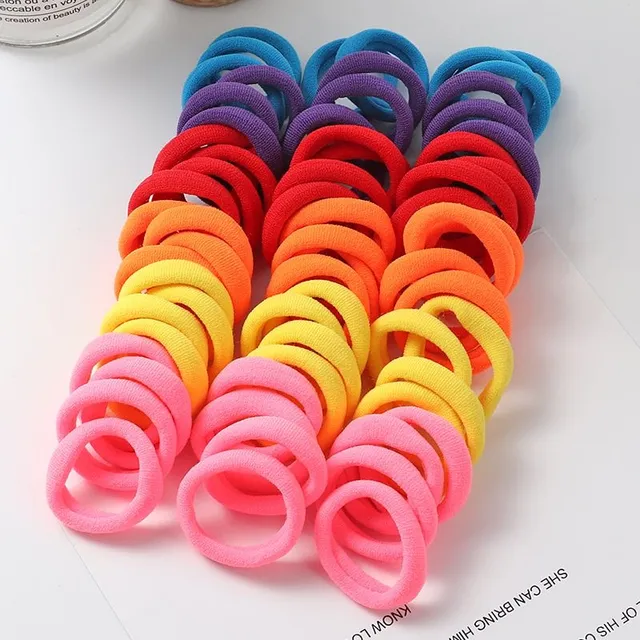 Girls coloured hair elastics 66 pcs