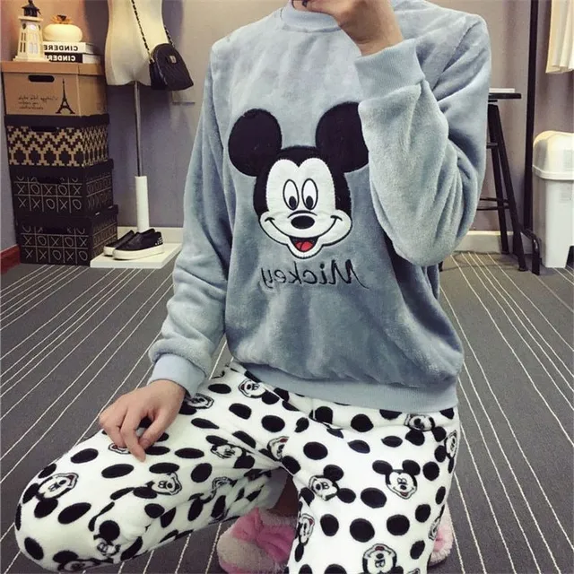 Dámské roztomilé Mickey chlupaté pyžamo