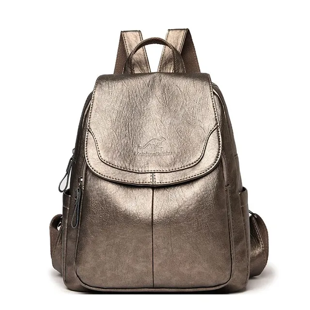 Leather soft women's simple backpack - more variants Gold