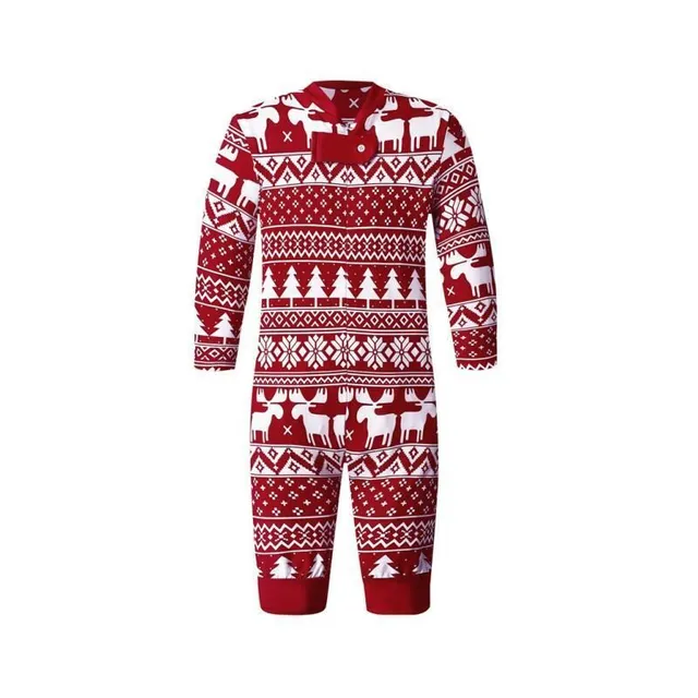 Vianočné pyžamo s rodinným motívom - červené