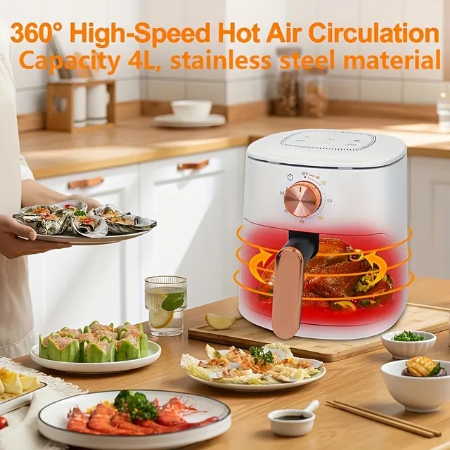 Hot air fryer with touch screen, oil-free oven, one-button control, multifunctional, home, large capacity