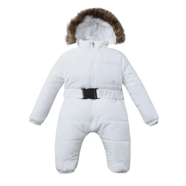 Children's warm cute winter overalls with fur
