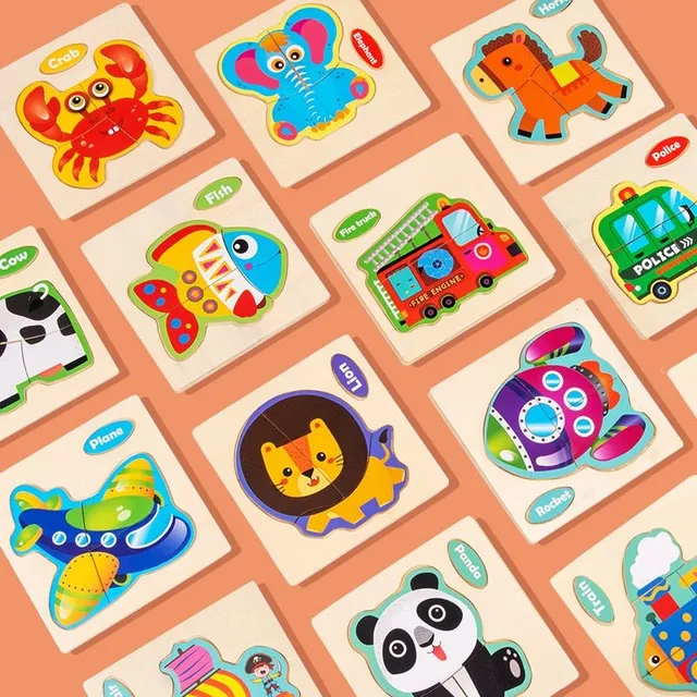 Wooden 3D jigsaw puzzles for the smallest children