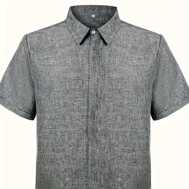 Men's stylish and casual free shirt with collar, buttons and short sleeves