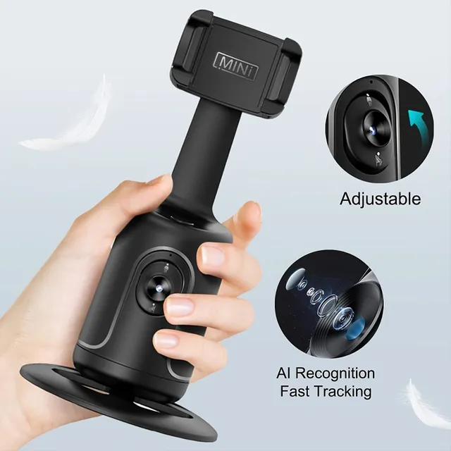Static with automatic face and body monitoring, 360° rotary phone holder
