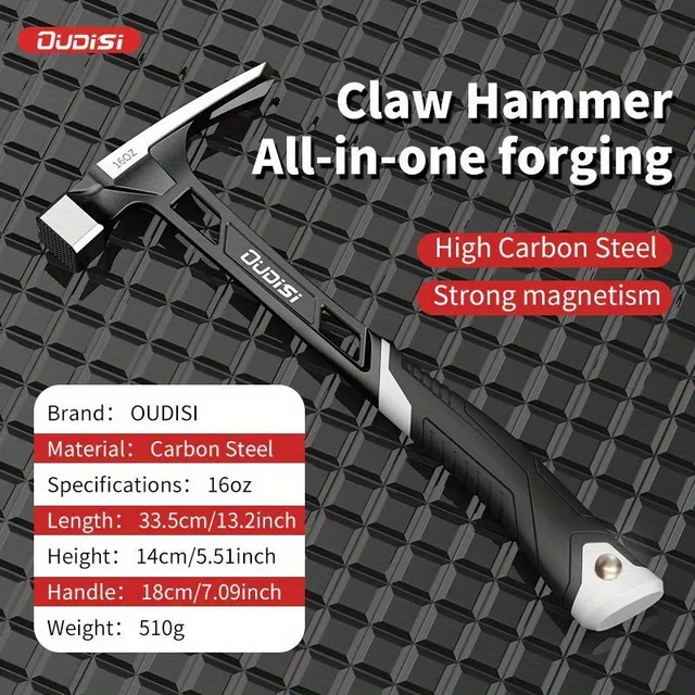 Claw Claw: Professional carpentry hammer for domestic woodwork with integrated seismic handle and anti-slip multifunctional handle