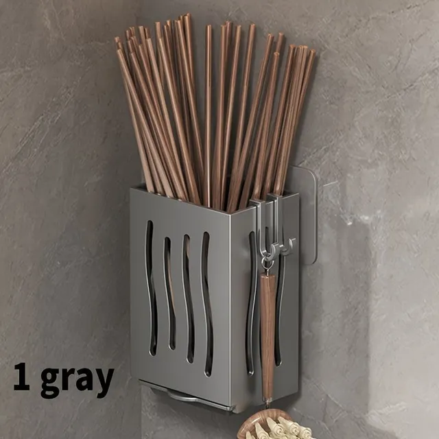 Practical wall cage for kitchen utensils with drip bowl