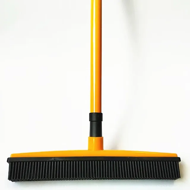 Anti-static broom with rubber bristles and telescopic handle