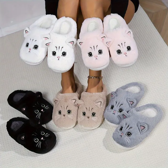 Chaussons en Peluche de Chat Adorables - Douillet Compagnon pour un Hiver Réconfortant