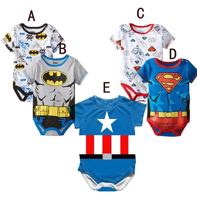 Baby summer bodysuit for newborns with superheroes