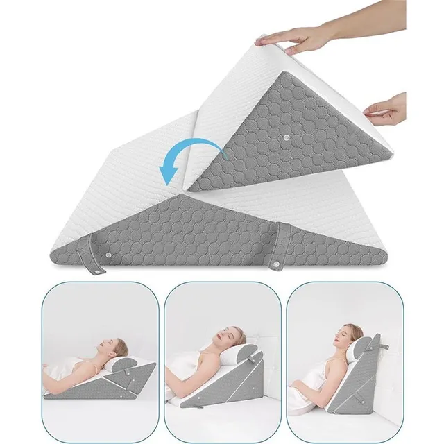 Sleeping wedge 3v1 with breathable air layer and memory foam, suitable for sleep, postoperative care and relief from heartburn.