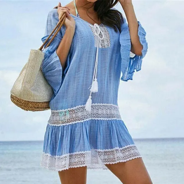 Beach tunic with decorating Sato - blue