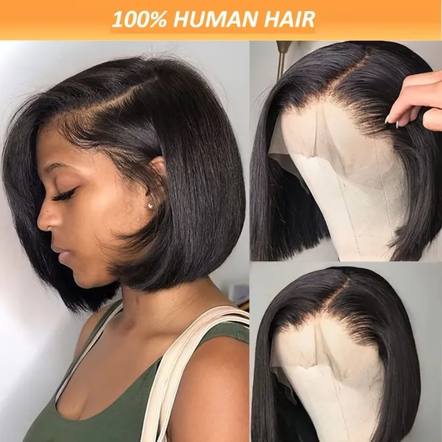 180% density 13*4 lace front Human hair Wig Straight Bob Wigs Human hair Straight Lace Front Wigs Human hair 13x4 Lace Front Wigs for women 180% Density Natural color Remy Brazilian human hair Bob wigs