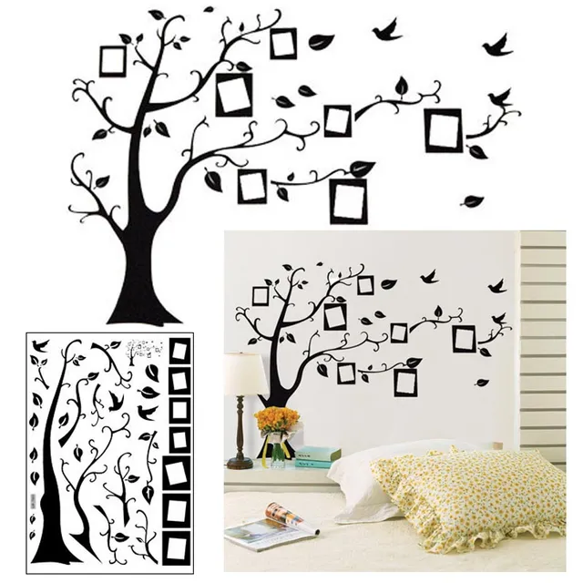 Large self-adhesive wall tree with photo frame