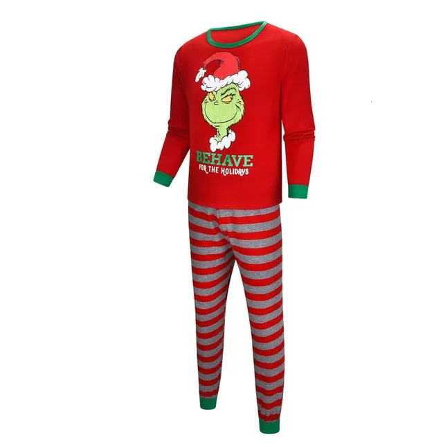 Christmas family pyjamas with cheerful Grinch print