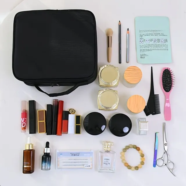 Preferable cosmetic case with compartments, waterproof make-up bag with many pockets