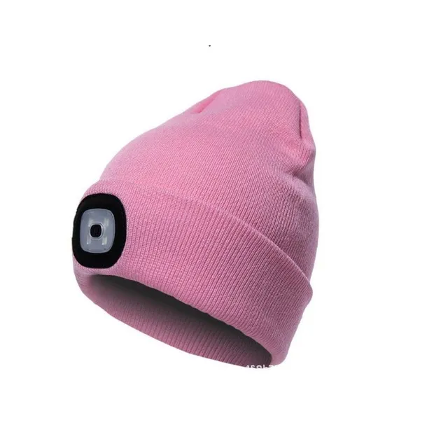 Unisex LED knit cap with USB charging light, head torch, winter knit cap with night light