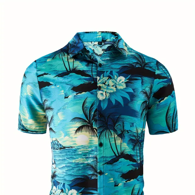 Men's Hawaiian shirt with tropical printing