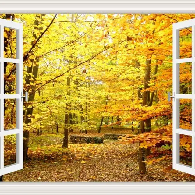 Wandkunst 3D Sticker | Fenster, Landschaft