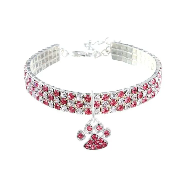 Beautiful crystal collar for cats with paw-shaped pendant